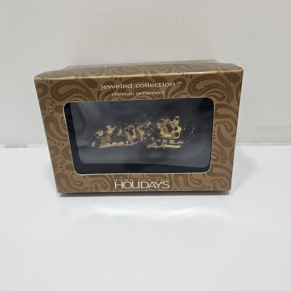 Vintage 2003 Home For The Holidayd Jeweled Collection Gold Cheetah Ornament - Picture 9 of 16